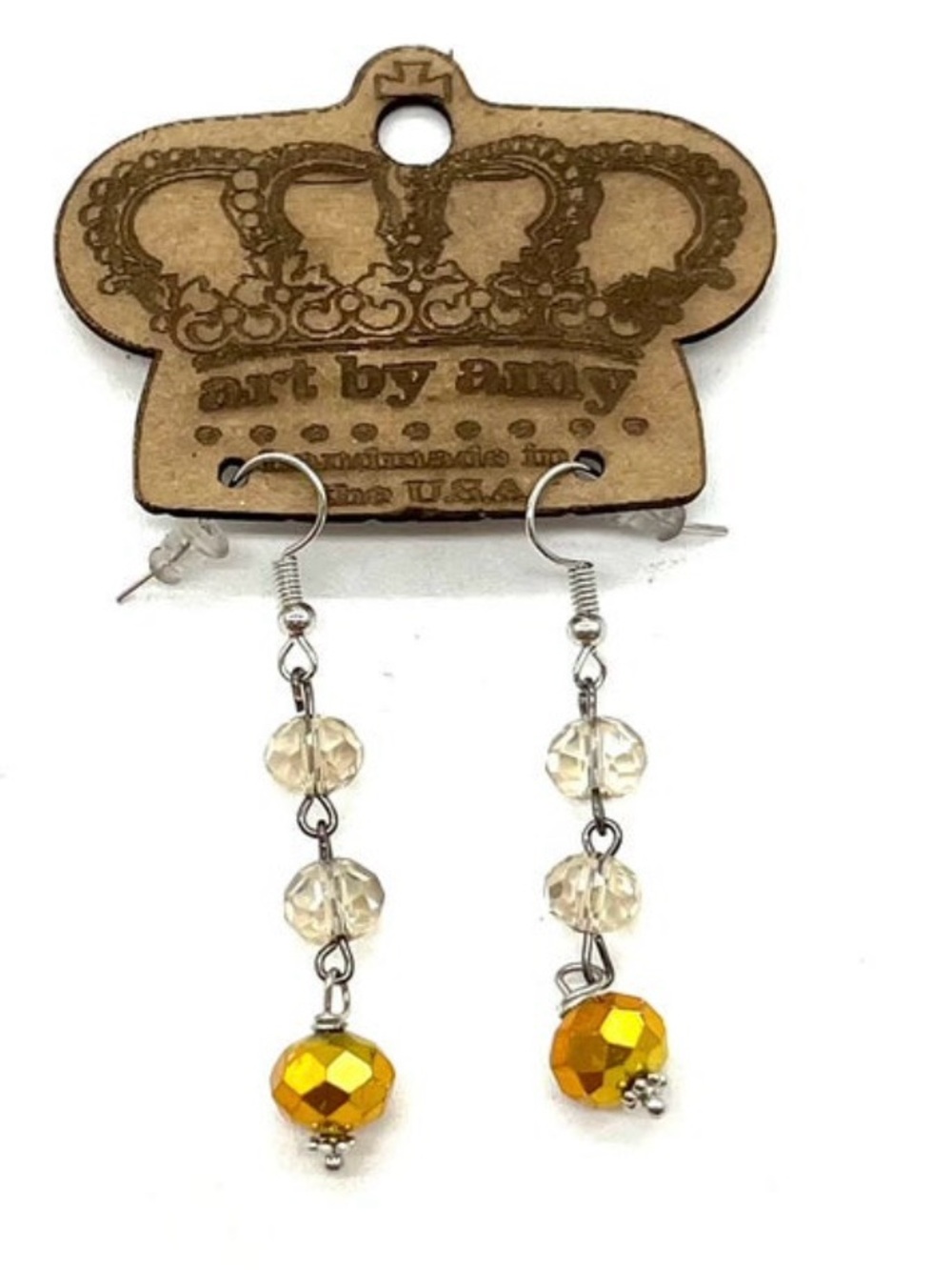 Art by Amy Gold and Cream Faceted Bead Drop Earrings